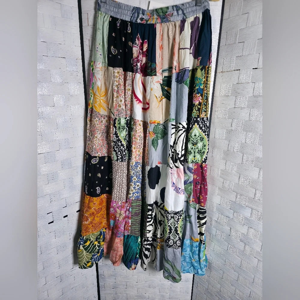 Jackpot Multicolor Patchwork A-Line Skirt - Picture 2 of 5